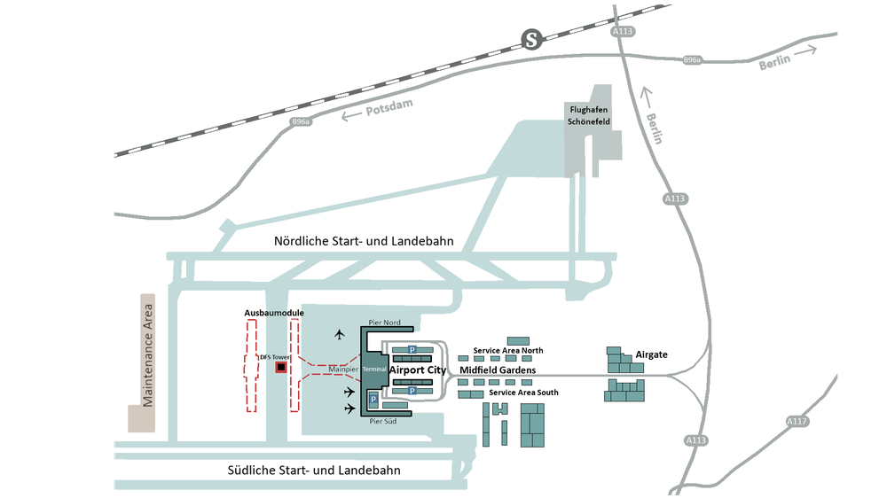 Lageplan des Flughafen BER