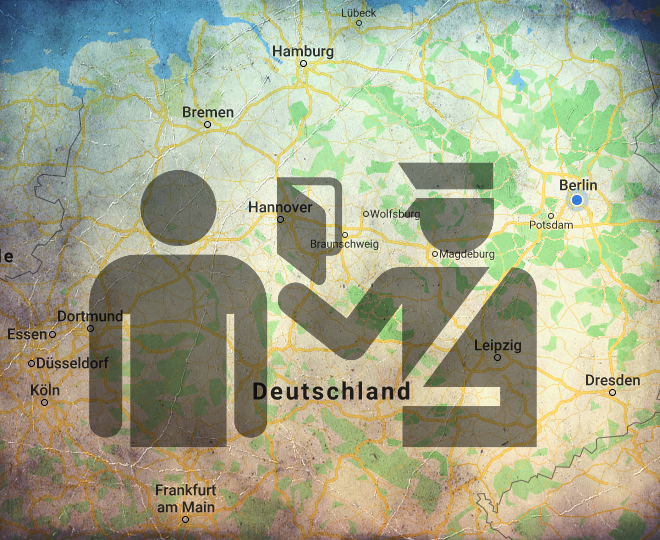 Passkontrollen-Symbol vor Deutschlandkarte