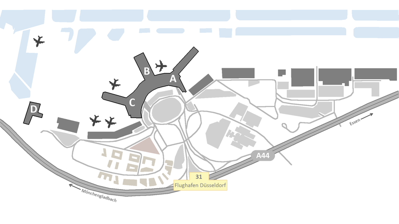 Lageplan des Flughafen Düsseldorf (DUS)