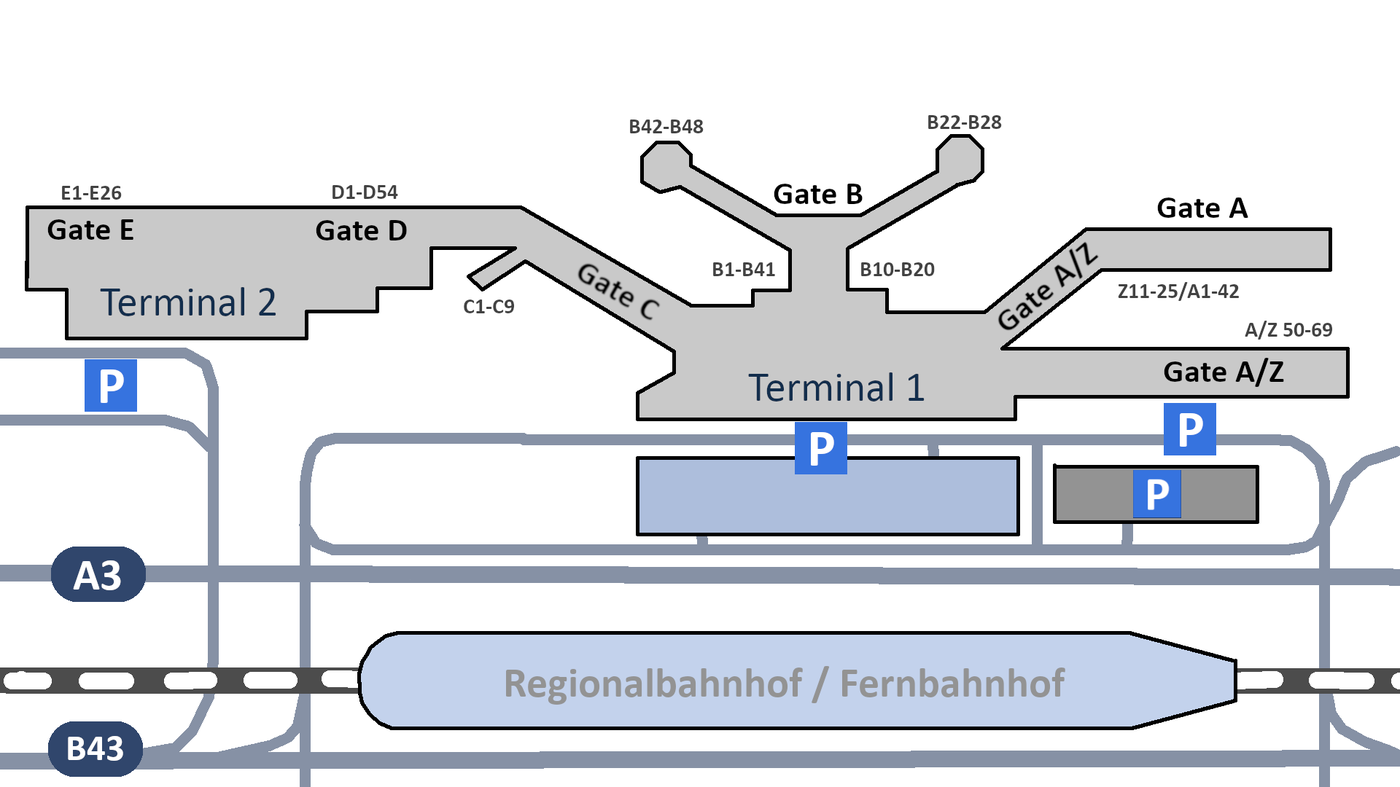 Lageplan des Flughafen Frankfurt (FRA)