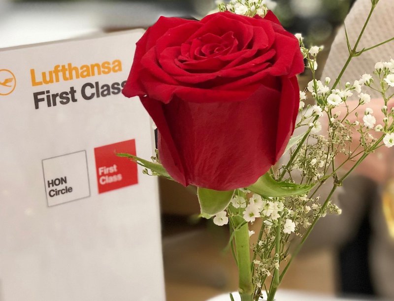 Rose mit Lufthansa First Class Flyer