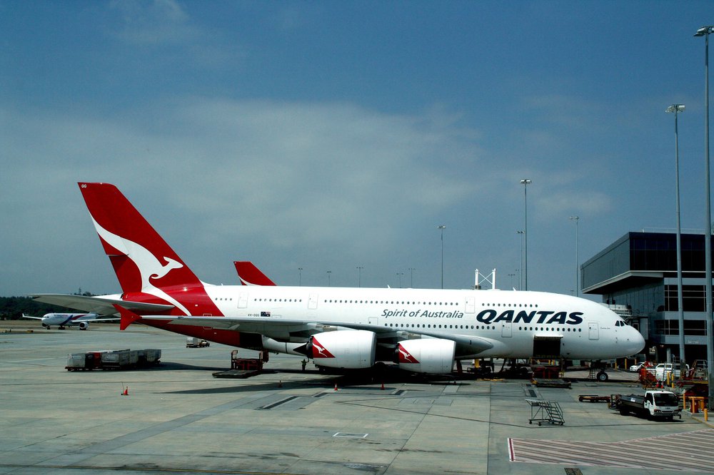 Qantas Airbus A380 auf dem Flugfeld