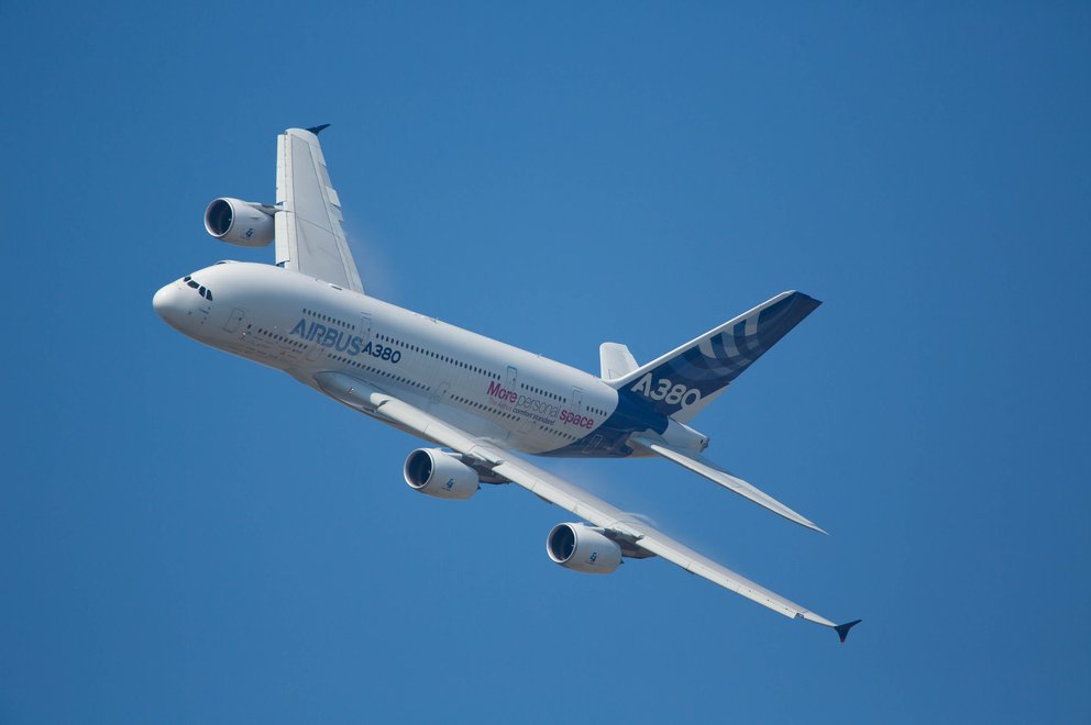 Airbus A380 Jet in der Luft bei einer Flugschau