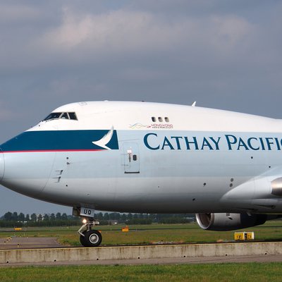 Maschine der Cathay Pacific Airways in Nahaufnahme