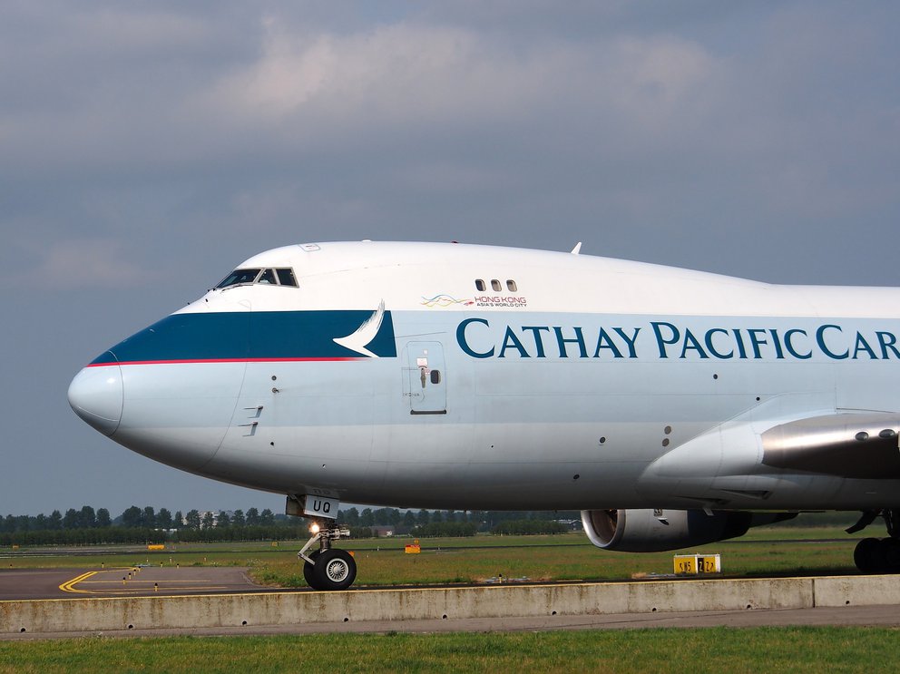Maschine der Cathay Pacific Airways in Nahaufnahme